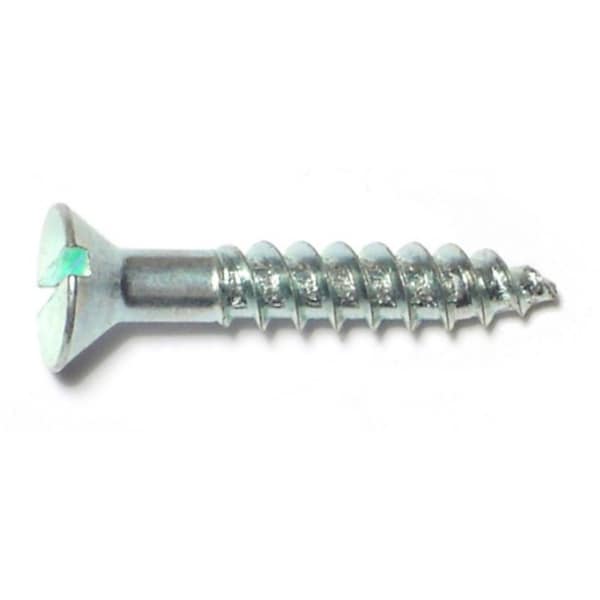 Midwest Fastener Wood Screw, #8, 1 in, Zinc Plated Steel Flat Head Slotted Drive, 80 PK 61664 - main